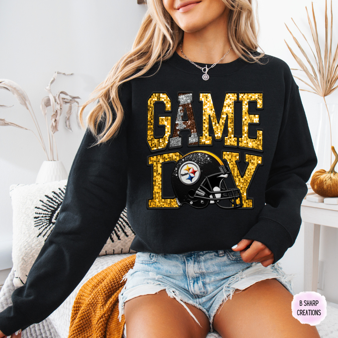 Steelers Game Day Faux Sequins Sweatshirt